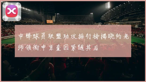 中锋球员联盟助攻排行榜揭晓约老师领衔申京奎因紧随其后